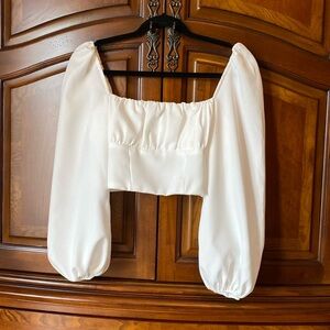 Princess Polly white , long sleeve crop top, size 2.